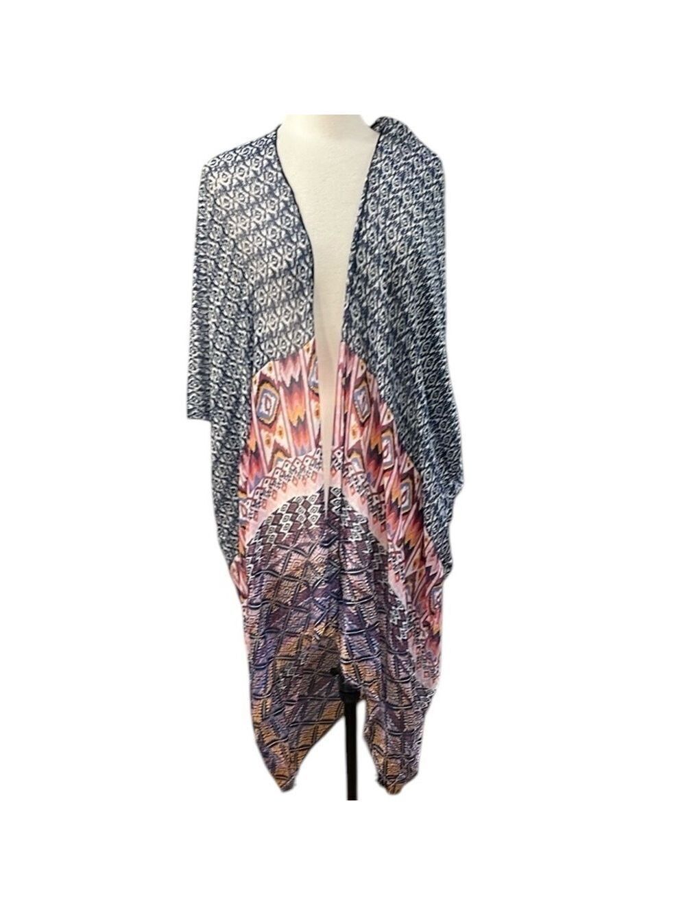 Pool to Party Swim Coverup Kimono Open‎ Front One size Navy Pink